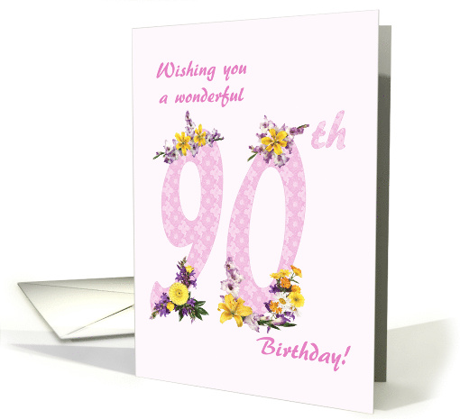 90th Birthday Flower Decorated Numbers card (1693008)