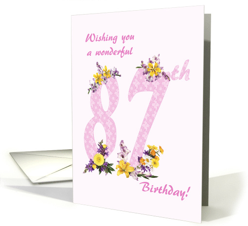 87th Birthday Flower Decorated Numbers card (1693014)