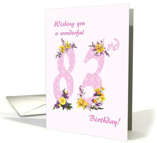 83rd Birthday Flower Decorated Numbers card (1693022)