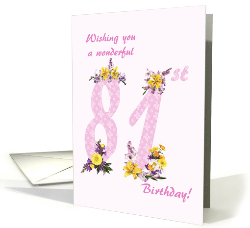 81st Birthday Flower Decorated Numbers card (1693026)