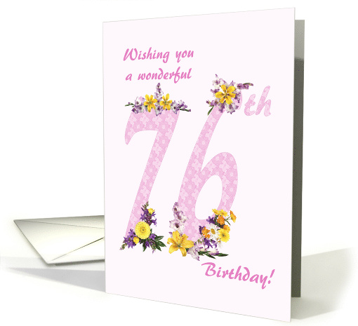 76th Birthday Flower Decorated Numbers card (1693152)