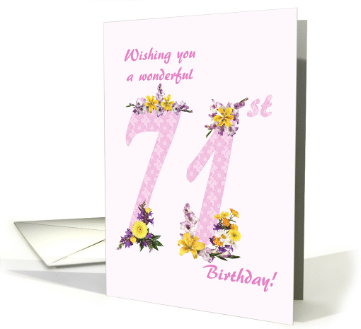 71st Birthday Flower Decorated Numbers card (1693162)