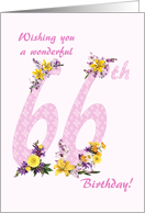 66th Birthday Flower Decorated Numbers card
