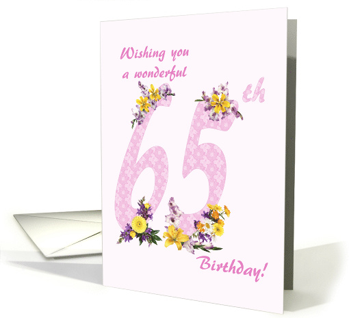65th Birthday Flower Decorated Numbers card (1693174)