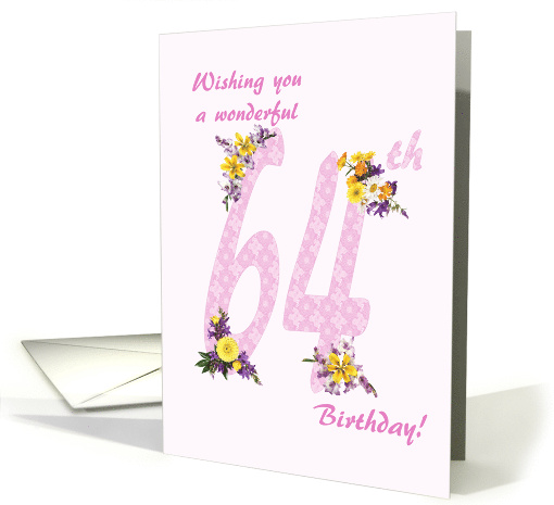 64th Birthday Flower Decorated Numbers card (1693176)