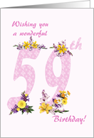 59th Birthday Flower Decorated Numbers card