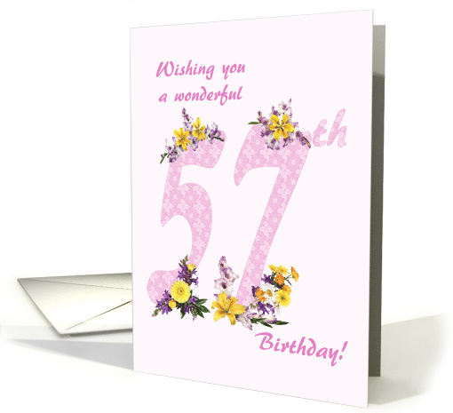 57th Birthday Flower Decorated Numbers card (1693190)