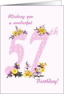 57th Birthday Flower Decorated Numbers card