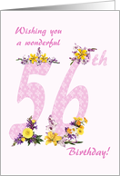 56th Birthday Flower Decorated Numbers card