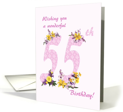 55th Birthday Flower Decorated Numbers card (1693194)