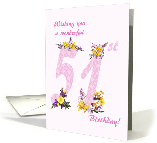 51st Birthday Flower Decorated Numbers card (1693202)