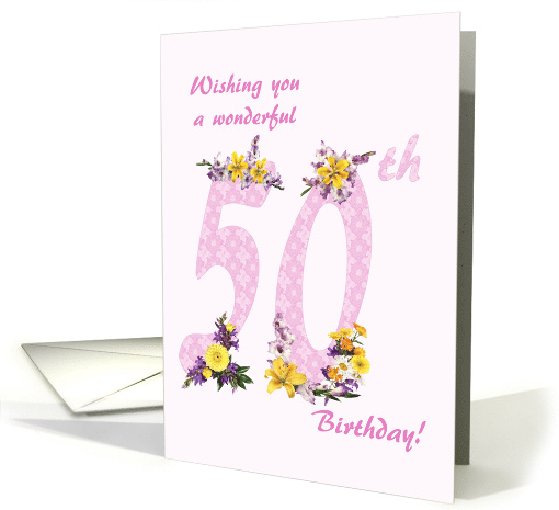 50th Birthday Flower Decorated Numbers card (1693204)