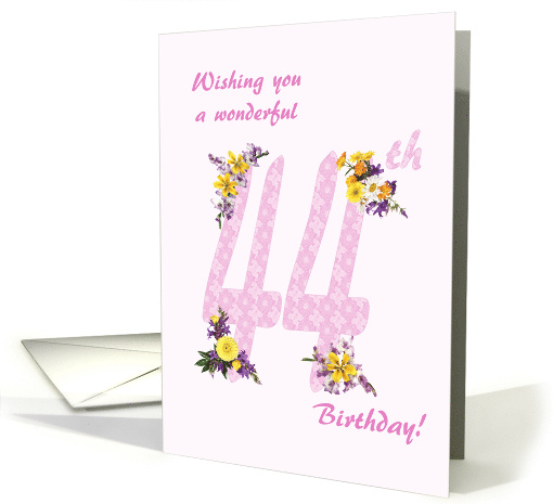 44th Birthday Flower Decorated Numbers card (1693214)