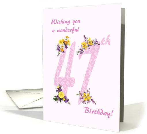 47th Birthday Flower Decorated Numbers card (1693216)