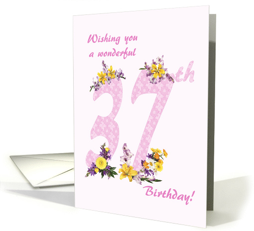 37th Birthday Flower Decorated Numbers card (1693230)