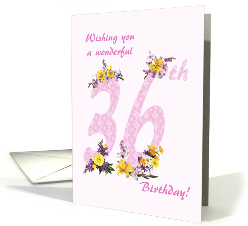 36th Birthday Flower Decorated Numbers card (1693232)