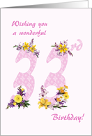 33rd Birthday Flower Decorated Numbers card