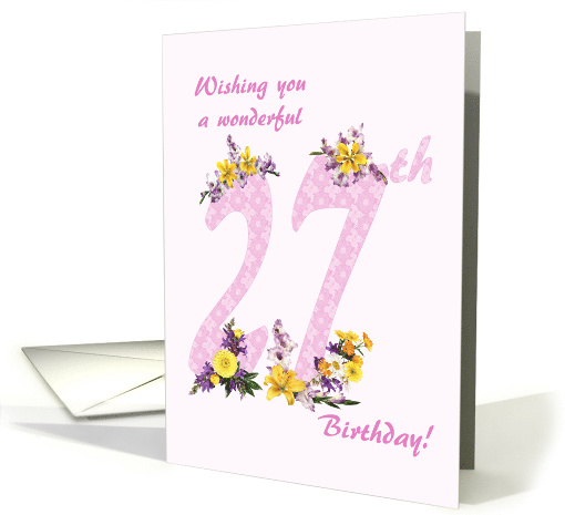 27th Birthday Flower Decorated Numbers card (1693250)