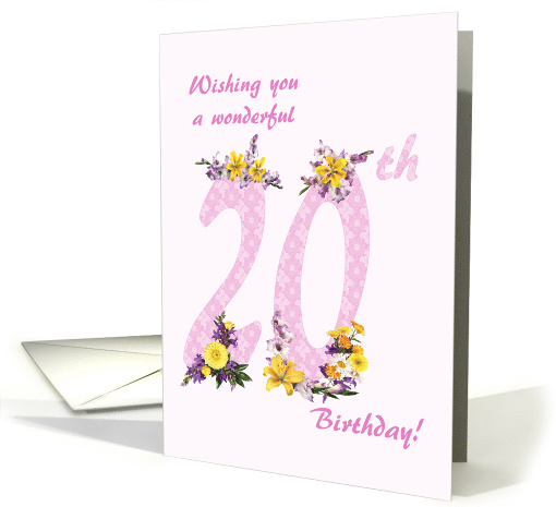 20th Birthday Flower Decorated Numbers card (1693264)