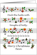 Twin Fun Christmas Sheet Music Deck The Halls card