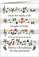 Parents Fun Christmas Sheet Music Deck The Halls card