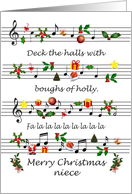 Niece Christmas Sheet Music Deck The Halls card