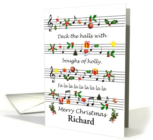 Add a Name Christmas Sheet Music Deck The Halls card (1694046)