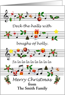 Add a Name Christmas Sheet Music Deck The Halls card