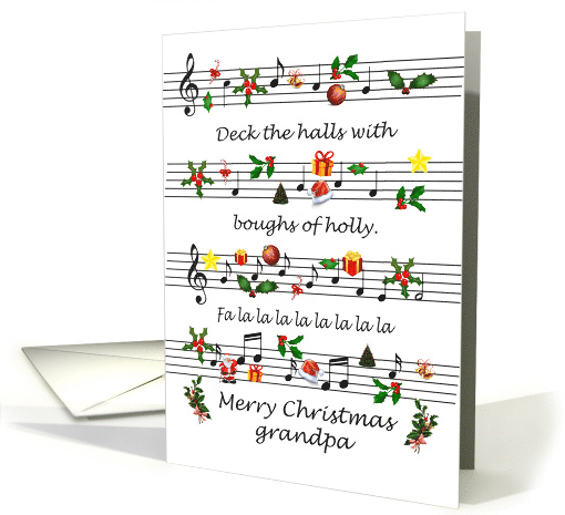 Grandpa Christmas Sheet Music Deck The Halls card (1694116)