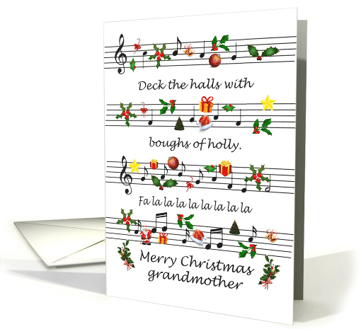Grandmother Christmas Sheet Music Deck The Halls card (1694120)