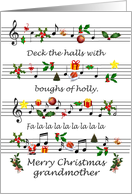 Grandmother Christmas Sheet Music Deck The Halls card
