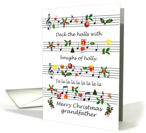 Grandfather Christmas Sheet Music Deck The Halls card (1694122)