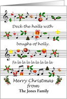 Add a Name From Christmas Sheet Music Deck The Halls card