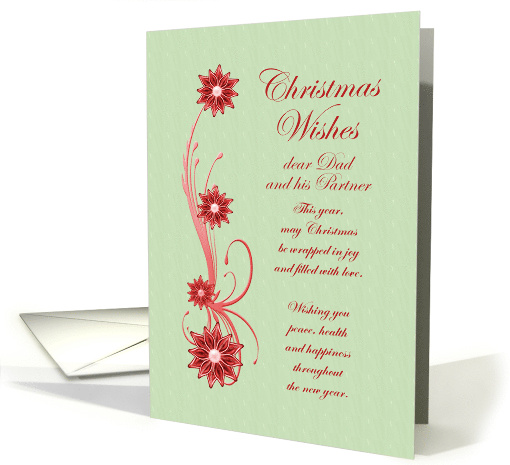 Dad and Partner Christmas Wishes Scrolling Flowers card (1696582)