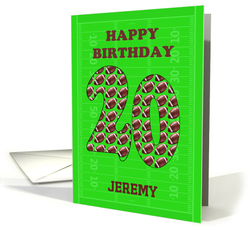 Add A Name 20th Birthday Footballs card (1698122)