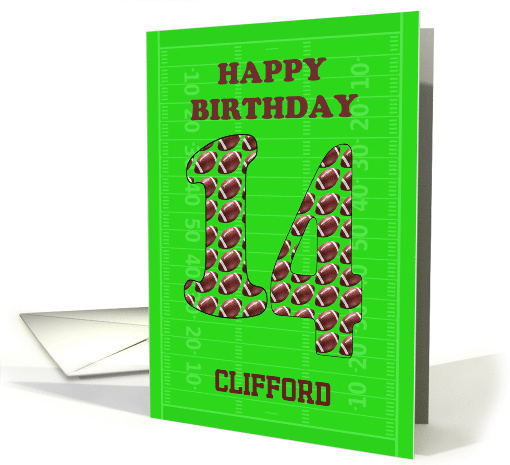 Add A Name 14th Birthday Footballs card (1698136)