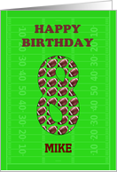 Add A Name 8th Birthday Footballs card