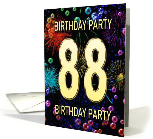 88th Birthday Party Invitation Fireworks and Bubbles card (1701414)