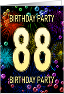 88th Birthday Party Invitation Fireworks and Bubbles card