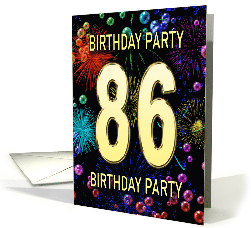 86th Birthday Party Invitation Fireworks and Bubbles card (1701418)