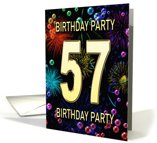57th Birthday Party Invitation Fireworks and Bubbles card (1701606)