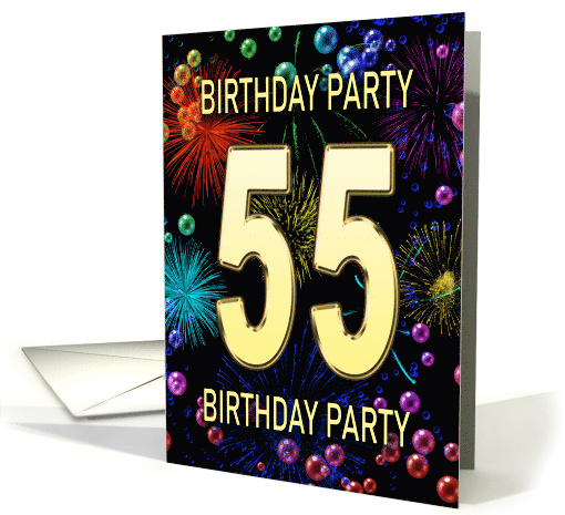 55th Birthday Party Invitation Fireworks and Bubbles card (1701610)