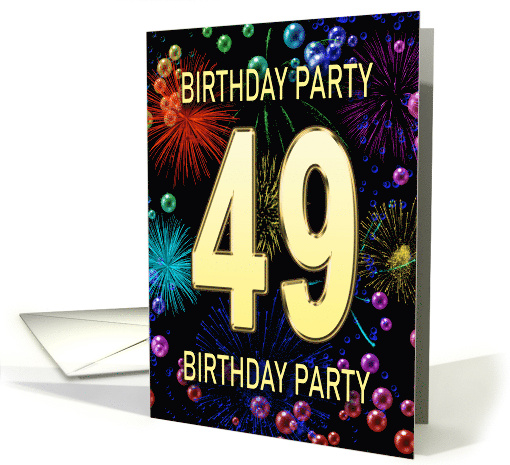 49th Birthday Party Invitation Fireworks and Bubbles card (1701622)