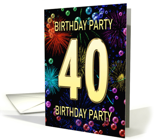 40th Birthday Party Invitation Fireworks and Bubbles card (1701640)