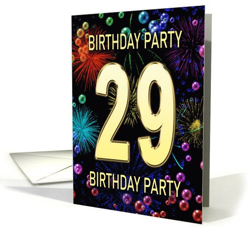 29th Birthday Party Invitation Fireworks and Bubbles card (1701664)