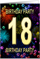 18th Birthday Party Invitation Fireworks and Bubbles card