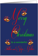 Father and Step Mother Christmas Bells card