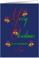 Aunt Christmas Bells card