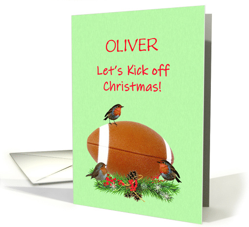 Add A Name American Football and Robins Christmas card (1706010)