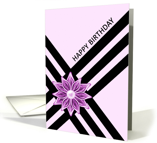 Flower Ornament Diagonal Black Line Design Birthday card (1708532)
